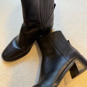 Dolce Vita Black Leather Ankle Booties with Block Heel